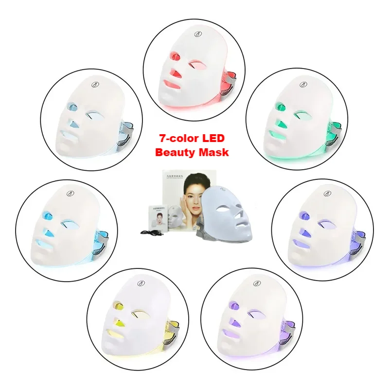 Cross-Border Rechargeable Manual Touch Test Led Beauty Mask Colorful Photon Skin Rejuvenation Beauty Instrument Facial Mask