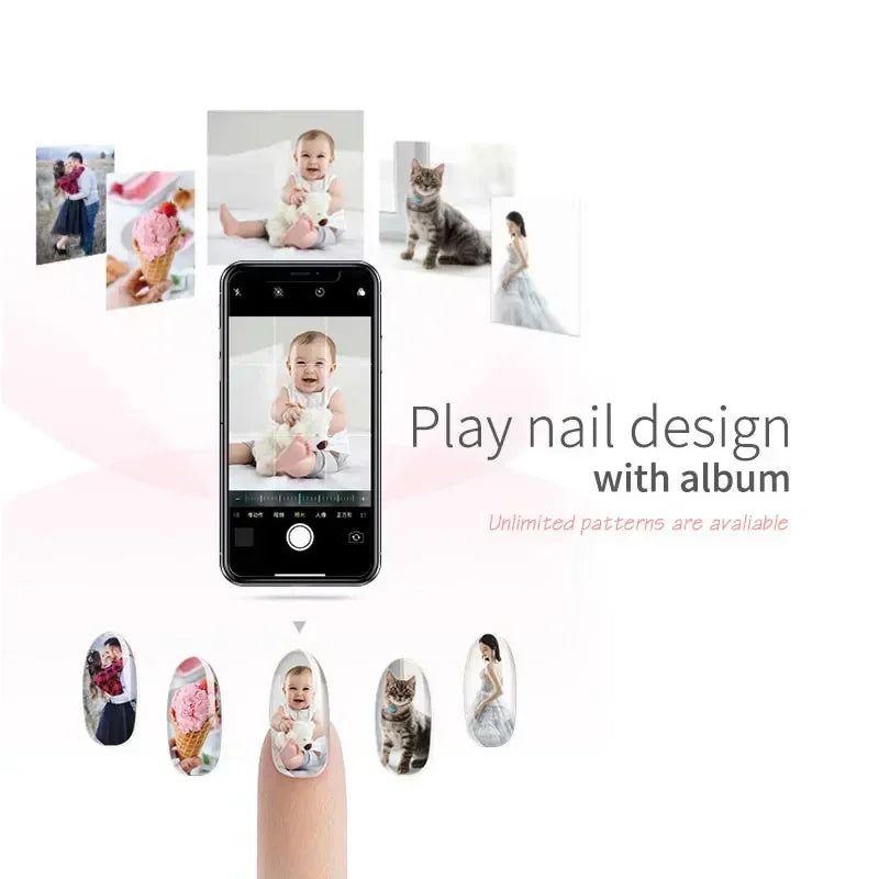 Smart Nail Printer 3D Portable Mobile Nail Painting Machine 2400DPI Printing Resolution Support Wifi/Diy for Home Nail Salon
