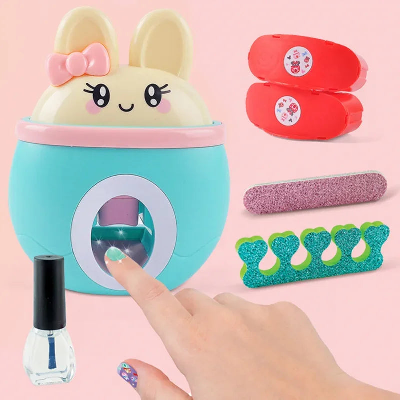 17Pcs/Set DIY Nail Printer Manicure Makeup Toys Kids Nail Art Kit Pretend Play Toys Set Gift for Girls Toys Nail Stamper Set