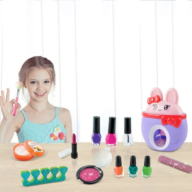 17Pcs/Set DIY Nail Printer Manicure Makeup Toys Kids Nail Art Kit Pretend Play Toys Set Gift for Girls Toys Nail Stamper Set