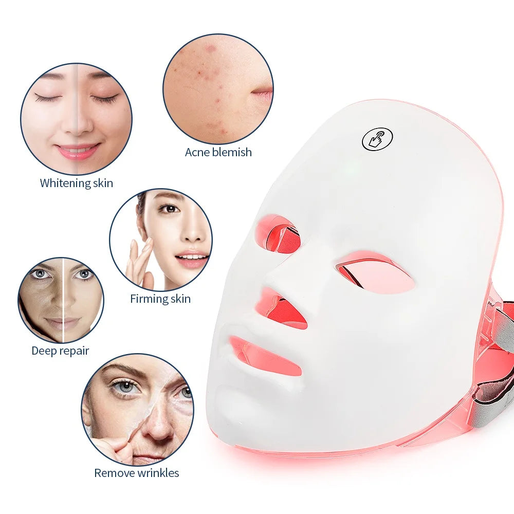 Cross-Border Rechargeable Manual Touch Test Led Beauty Mask Colorful Photon Skin Rejuvenation Beauty Instrument Facial Mask