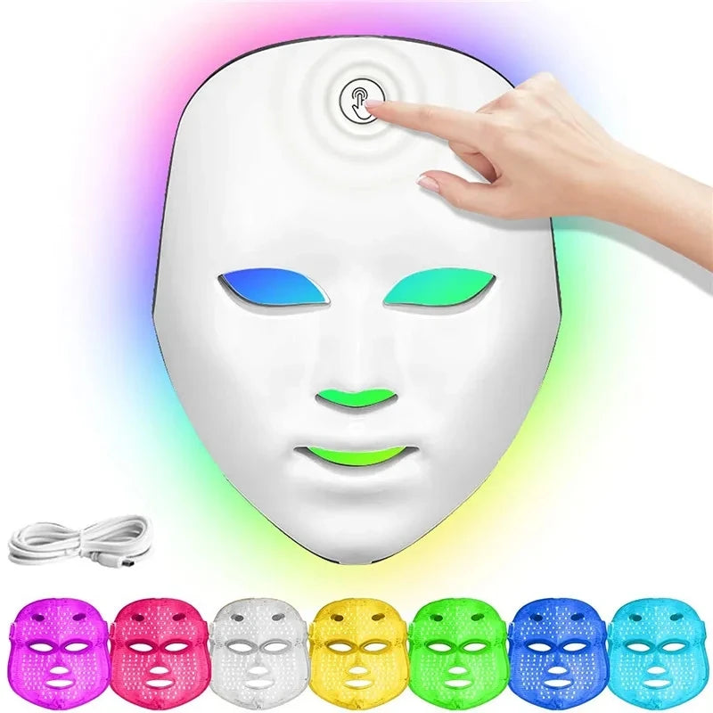 Cross-Border Rechargeable Manual Touch Test Led Beauty Mask Colorful Photon Skin Rejuvenation Beauty Instrument Facial Mask