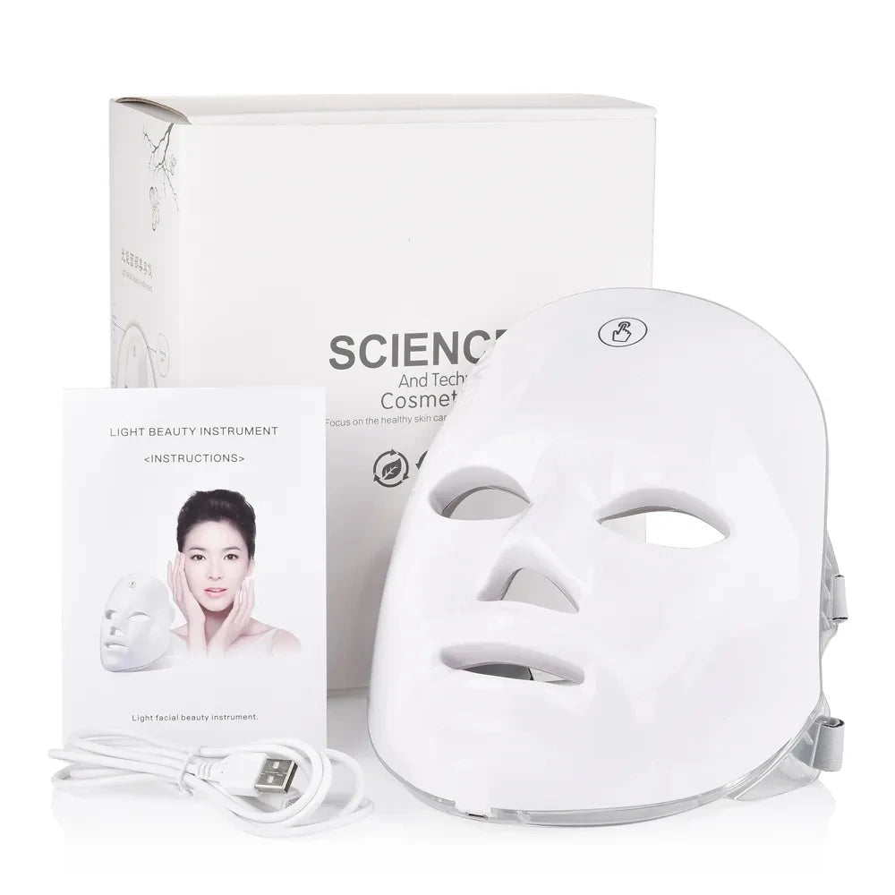 Cross-Border Rechargeable Manual Touch Test Led Beauty Mask Colorful Photon Skin Rejuvenation Beauty Instrument Facial Mask