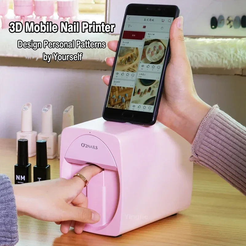 Smart Nail Printer 3D Portable Mobile Nail Painting Machine 2400DPI Printing Resolution Support Wifi/Diy for Home Nail Salon