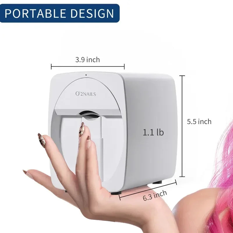 Smart Nail Printer 3D Portable Mobile Nail Painting Machine 2400DPI Printing Resolution Support Wifi/Diy for Home Nail Salon